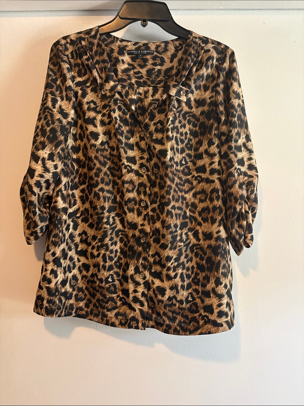 Isabella Oliver Leopard-Print Button Down Blouse in Brown and Black